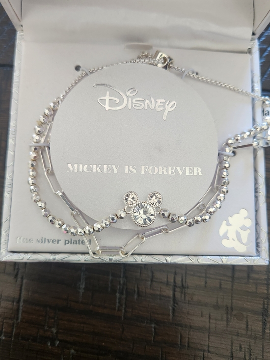 Disney Jewelry - Disney Silver-Plated Mickey Crystal Bracelet - Silver